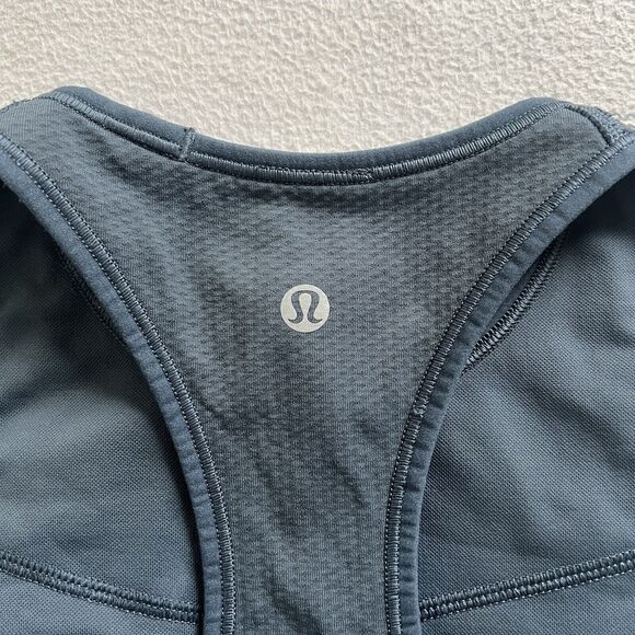 Lululemon Women Iron Blue Ebb to Train Bra High Neck Medium Support C/D Cup 4 - Picture 6 of 7